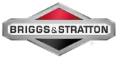 Briggs &Amp; Stratton Logo Featuring A Horizontal Diamond Shape With Gray Outline, Red Top, Black Bottom, And The Company Name In The Center.