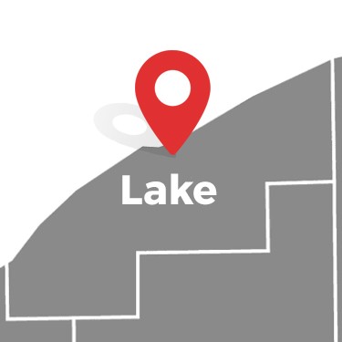 Map With A Red Location Pin Labeled &Quot;Lake&Quot; On A Gray Background, Marking The Heart Of The Service Area.