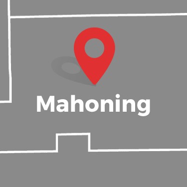 A Red Map Pin Icon Is Strategically Placed Above The Text &Quot;Mahoning,&Quot; Highlighting The Service Area Against A Gray Background With White Border Lines.