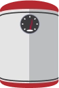 Illustration Of A Red And Gray Water Heater With A Gauge On The Front.